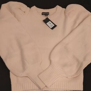 Ribbed Crew Neck Puff Sleeve Sweater